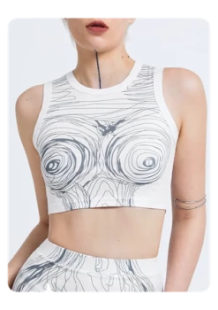 Kollyy Y2K White Body Print Top Tank Top & Cami