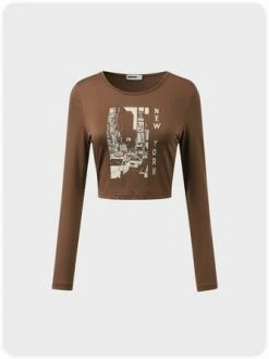 Kollyy Vintage Coffee Top T-Shirt