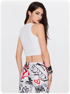Kollyy Street White Split Metal Top Tank Top & Cami -Tops Sales 50e1e818756d1c03033a2d16527d4736