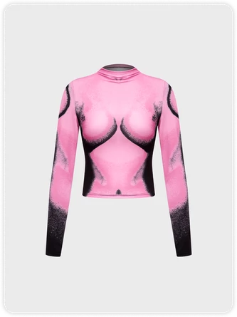 Kollyy Edgy Deep Pink Top T-Shirt 2 Kollyy Edgy Deep Pink Top T-Shirt - Image 2