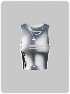 Kollyy Y2K Black Body Print Cut Out Top Tank Top & Cami