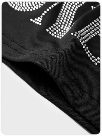 Kollyy Y2k Black Letter Hotfix Rhinestone Party Top Tank Top & Cami 2 Kollyy Y2k Black Letter Hotfix Rhinestone Party Top Tank Top & Cami - Image 2