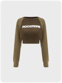 Kollyy Y2K Brown Color Block Top Hoodie & Sweatshirt