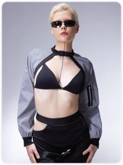 Kollyy Street Gray 3M Buckle Top Outwear -Tops Sales 54a6421e0d0e6d0024866e00cee58d0b