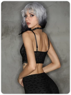 Kollyy Punk Black Mesh Double Layer Halloween Top Tank Top & Cami -Tops Sales 55b1feac55db8a04edc3e9cb91a10fea