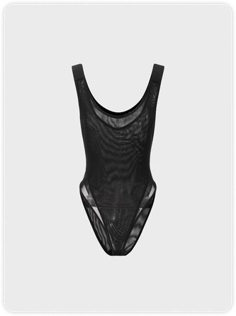 Kollyy Y2K Black Mesh Double Layer Top Bodysuit 2 Kollyy Y2K Black Mesh Double Layer Top Bodysuit - Image 2