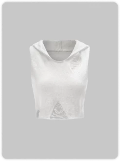 Kollyy White Knit Ripped Top Sweater