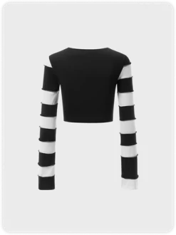 Kollyy Y2K Black Striped Bell Sleeves Inside-Out Top T-Shirt -Tops Sales 579047f8386018da491906c6ce6241fd