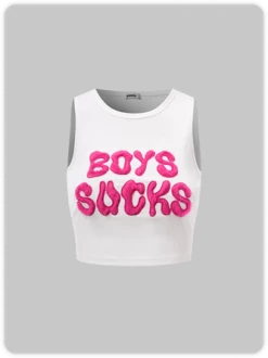 Kollyy Y2k White Letter Party Top Tank Top & Cami -Tops Sales 59041ca17acf0dcdfba891120520198b