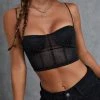 Kollyy Black Spaghetti Strap Mesh Party Top Tank Top & Cami