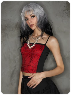 Kollyy Punk Red Mesh Double Layer Halloween Top Tank Top & Cami -Tops Sales 5ace0bc5f4ba5ce9e375f04cd751e6f1
