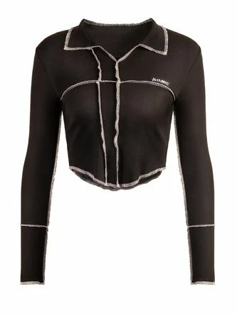 Kollyy Glamorous1 Black Raw Edge Slim Top T-Shirt 1 Kollyy Glamorous1 Black Raw Edge Slim Top T-Shirt