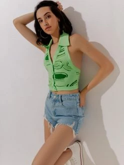Kollyy Casual Green Top Tank Top & Cami -Tops Sales 5b844ced6d9f28d156b31a80e61825a0
