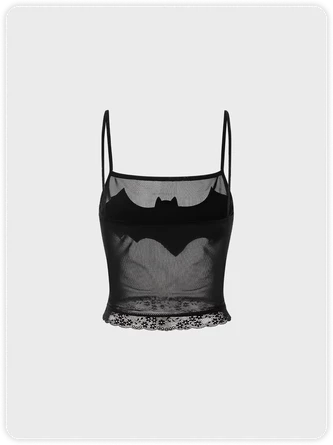 Kollyy Punk Black Mesh Pu Patchwork Halloween Top Tank Top & Cami 7 Kollyy Punk Black Mesh Pu Patchwork Halloween Top Tank Top & Cami - Image 7