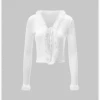 Kollyy Y2K White Patchwork Sherpa Top T-Shirt