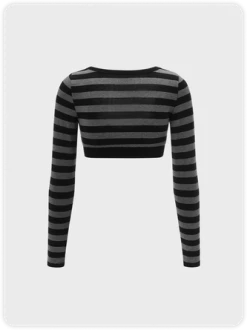 Kollyy Y2K Gray Striped Button Top Sweater -Tops Sales 5ce7fb5738c32b93ec06e1671939c474