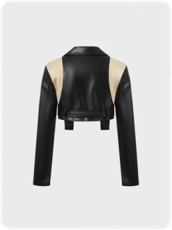 Kollyy Street Black Tchwork Pu Cyberpunk Top Outwear -Tops Sales 5df5f92ea7ede0c4d2d4f8f5820ca2b9