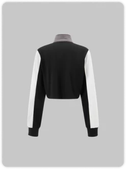 Kollyy Street Black Color Block Zip Up Top Hoodie & Sweatshirt -Tops Sales 5e1e51ec2ba30355cc032bbe23c504fb