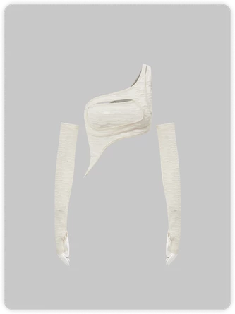 Kollyy Y2K Off White Asymmetrical Design Arm Sleeves Cyberpunk Top Women Top 2 Kollyy Y2K Off White Asymmetrical Design Arm Sleeves Cyberpunk Top Women Top - Image 2
