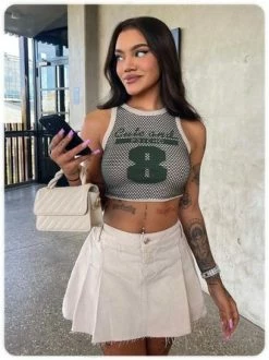 Kollyy Street Army Green Letter Double Layer Back To School Top Tank Top & Cami -Tops Sales 5f8e4024a0a4b55b9a6ac79cec4fe974