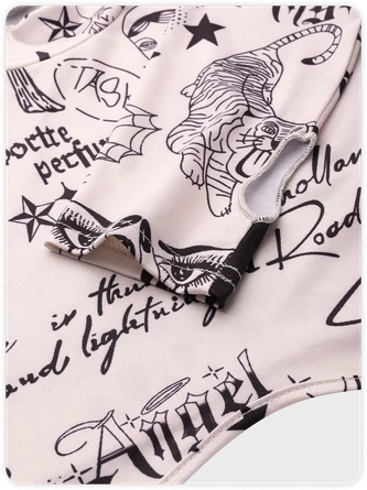 Kollyy Y2K Khaki Graffiti Long Sleeves Top T-Shirt 2 Kollyy Y2K Khaki Graffiti Long Sleeves Top T-Shirt - Image 2