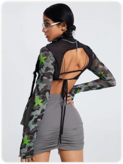 Kollyy Street Black Camo Backless Top Women Top -Tops Sales 619c4d6bd60ed2a6b92bb713799d8964