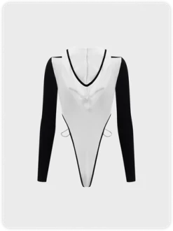 Kollyy Sports White Hoodie Vintage Print Top Bodysuit -Tops Sales 62466e23340a695520e055b1e58bc953