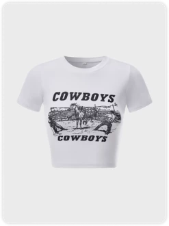 Kollyy Street White Slim Letter Top T-Shirt