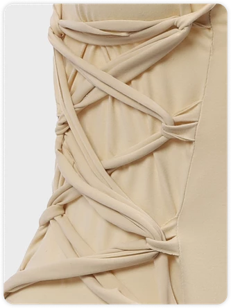 Kollyy Edgy Khaki Tie Up Asymmetrical Design Top Tank Top & Cami 2 Kollyy Edgy Khaki Tie Up Asymmetrical Design Top Tank Top & Cami - Image 2