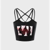 Kollyy Punk Black Lace-Up Design Graffiti Halloween Top Tank Top & Cami