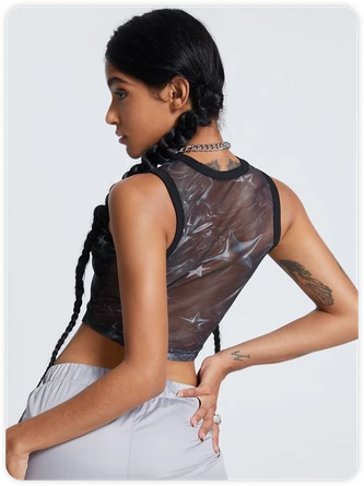 Kollyy Street Blue Mesh Cyberpunk Top Tank Top & Cami 7 Kollyy Street Blue Mesh Cyberpunk Top Tank Top & Cami - Image 7