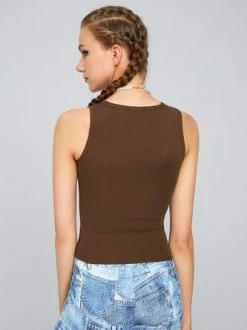 Kollyy Y2K Brown Hotfix Rhinestone Graphic Top Tank Top & Cami -Tops Sales 63e7f58f4b488069dd8dba33775c80ef