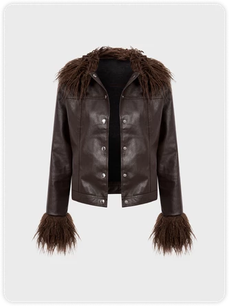 Kollyy Y2k Brown Feather Top Outwear 2 Kollyy Y2k Brown Feather Top Outwear - Image 2