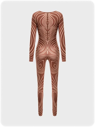 Kollyy Edgy Brown Body Print Top Jumpsuit 4 Kollyy Edgy Brown Body Print Top Jumpsuit - Image 4