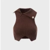Kollyy Street Brown Asymmetrical Design Top Sweater