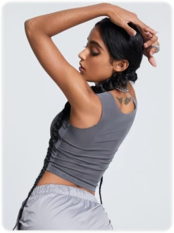 Kollyy Y2K Gray Mesh Cut Out Tie Front Top Tank Top & Cami -Tops Sales 6617c7546afced6a4595b1b9fecc1930