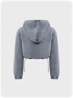 Kollyy Y2k Gray Sherpa Pockets Drawstring Top Hoodie & Sweatshirt -Tops Sales 67d1b37d1b39067b0e494d0c1babb2a4