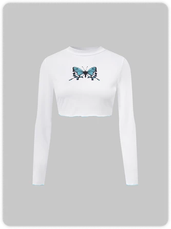 Kollyy Y2k White Overlock Top T-Shirt 1 Kollyy Y2k White Overlock Top T-Shirt