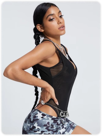 Kollyy Y2K Black Mesh Double Layer Top Bodysuit 3 Kollyy Y2K Black Mesh Double Layer Top Bodysuit - Image 3