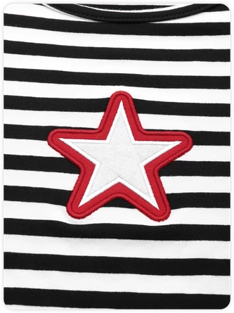 Kollyy Y2K Black-White Striped Star Top T-Shirt 2 Kollyy Y2K Black-White Striped Star Top T-Shirt - Image 2