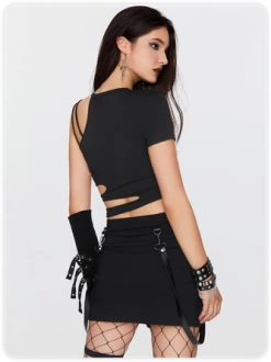 Kollyy Black Cut Out Asymmetrical Design Slim Top T-Shirt 15 Kollyy Black Cut Out Asymmetrical Design Slim Top T-Shirt -Tops Sales 6993e6f49370228c542951364b408f39