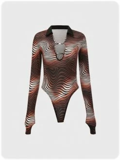 Kollyy Casual Brown Top Bodysuit