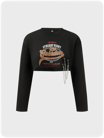 Kollyy Street Black Graphic Metal Chain Zip Up Top Sweater 1 Kollyy Street Black Graphic Metal Chain Zip Up Top Sweater