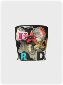 Kollyy Street Black Abstract Tube Top Top Tank Top & Cami