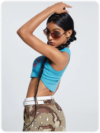 Kollyy Street Blue Letter Top Tank Top & Cami 4 Kollyy Street Blue Letter Top Tank Top & Cami - Image 4