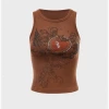 Kollyy Y2K Brown Hotfix Rhinestone Graphic Top Tank Top & Cami