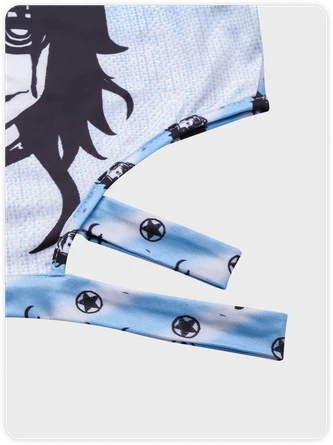 Kollyy Punk Blue Skull Tiered Design Cut Out Halloween Top T-Shirt 2 Kollyy Punk Blue Skull Tiered Design Cut Out Halloween Top T-Shirt - Image 2