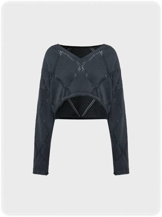 Kollyy Y2k Gray Cut Out Top Sweater 1 Kollyy Y2k Gray Cut Out Top Sweater