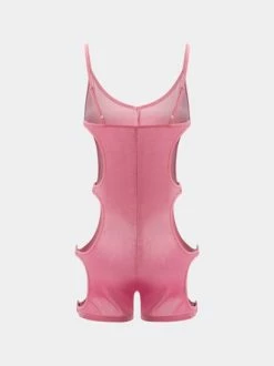 Kollyy Pink Cut Out Velvet Top Jumpsuit -Tops Sales 6ddfa15126b141887f0d115a98c2f472