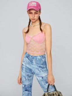 Kollyy Pink Lace Top Tank Top & Cami -Tops Sales 6e548665b9d038fc963b7dbeda3dc9d6
